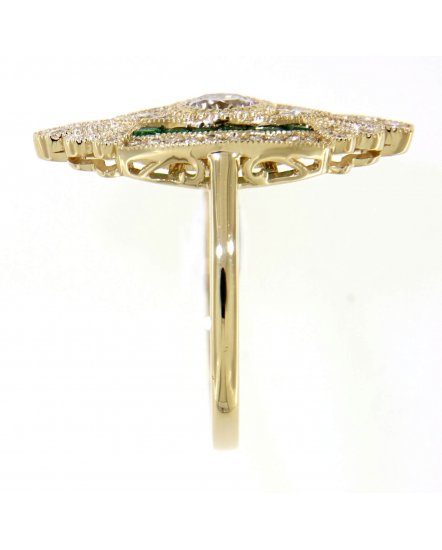 MARQUISE STYLE EMERALD DIAMOND RING (TR3773)