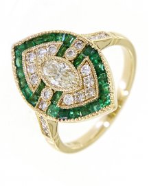 MARQUISE STYLE EMERALD DIAMOND RING (TR3794)