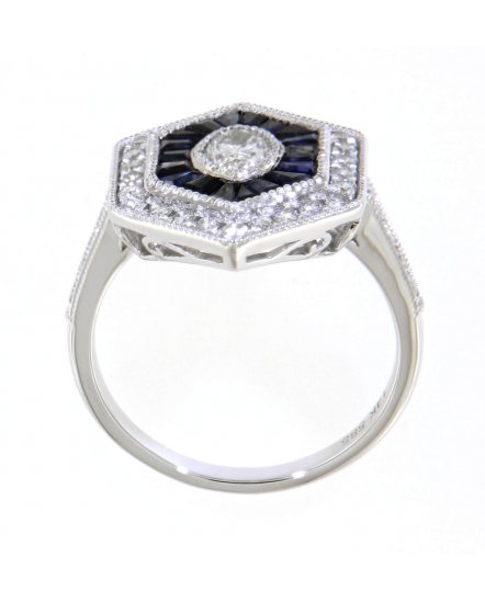 HEXAGON STYLE SAPPHIRE DIAMOND RING (TR3818)