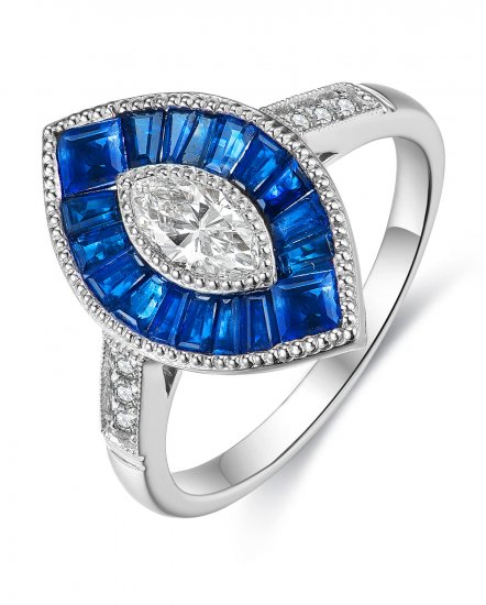 MARQUISE STYLE SAPPHIRE DIAMOND RING (TR3819)