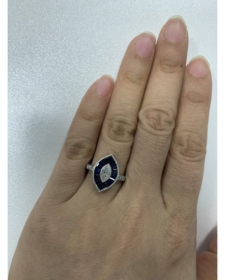 MARQUISE STYLE SAPPHIRE DIAMOND RING (TR3819)