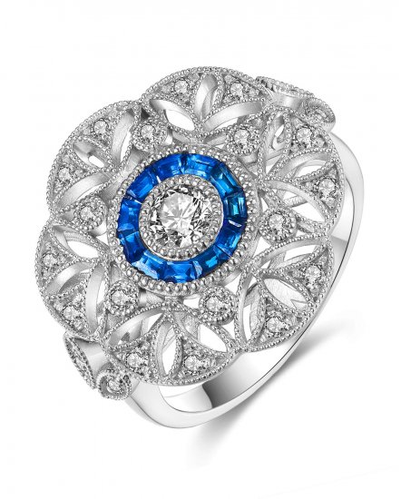 FLORAL STYLE SAPPHIRE DIAMOND RING (TR3825)