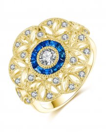 FLORAL STYLE SAPPHIRE DIAMOND RING (TR3825)