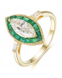 MARQUISE STYLE EMERALD DIAMOND RING (TR3829)