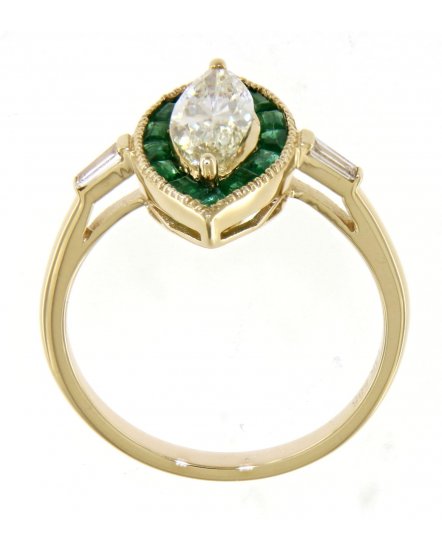 MARQUISE STYLE EMERALD DIAMOND RING (TR3829)
