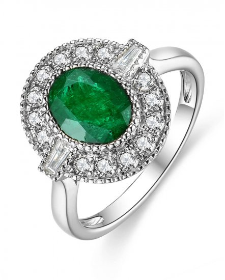 OVAL EMERALD DIAMOND RING (TR3831)