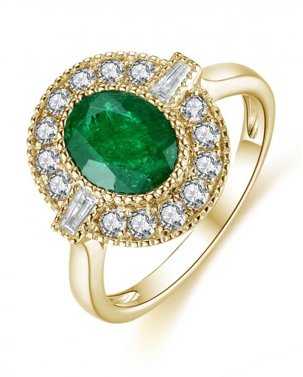 OVAL EMERALD DIAMOND RING (TR3831)