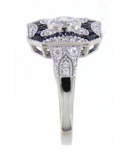 OCTAGON STYLE SAPPHIRE DIAMOND RING (TR3833)