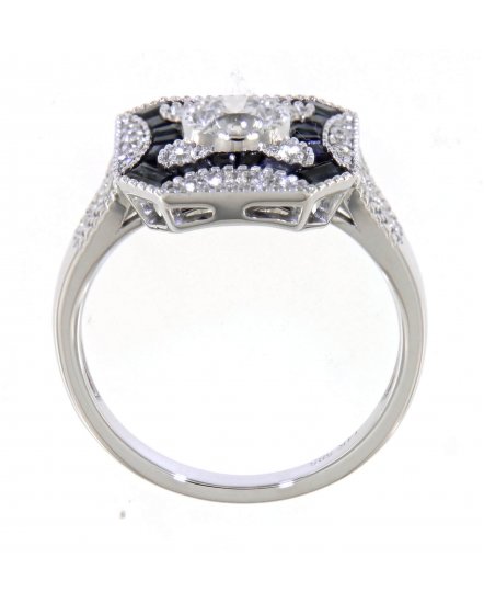 OCTAGON STYLE SAPPHIRE DIAMOND RING (TR3833)
