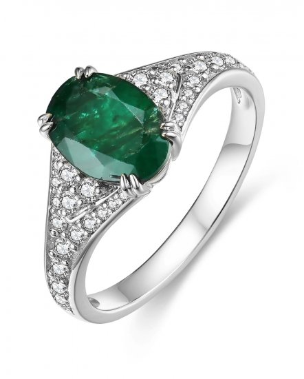 OVAL EMERALD DIAMOND RING (TR3840)