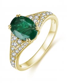 OVAL EMERALD DIAMOND RING (TR3840)