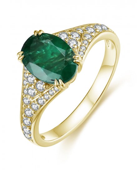 OVAL EMERALD DIAMOND RING (TR3840)
