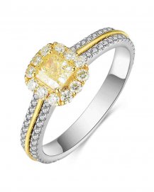 MULTI TONE CUSHION DIAMOND ENGAGEMENT RING (TR3842)