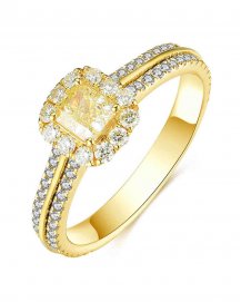 MULTI TONE CUSHION DIAMOND ENGAGEMENT RING (TR3842)