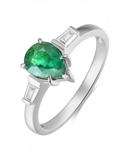 PEAR EMERALD DIAMOND RING (TR3846)