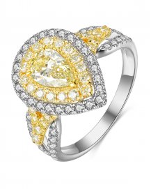 MULTI TONE PEAR DIAMOND ENGAGEMENT RING (TR3849)