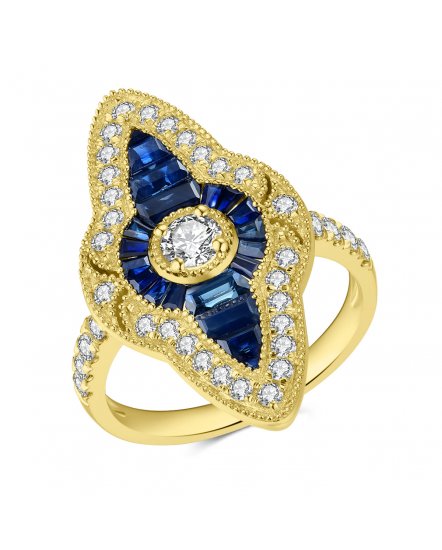 MARQUISE STYLE SAPPHIRE DIAMOND RING (TR3858)