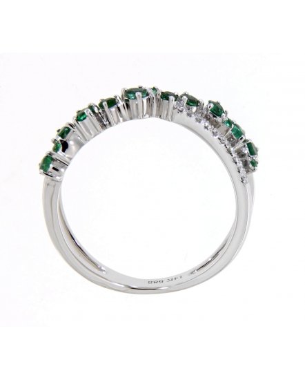 CRISS CROSS STYLE EMERALD DIAMOND BAND (TR3871)