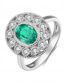 OVAL EMERALD DIAMOND RING (TR3873)