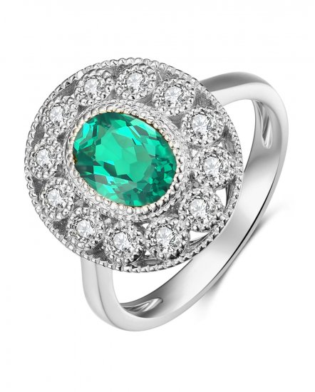 OVAL EMERALD DIAMOND RING (TR3873)