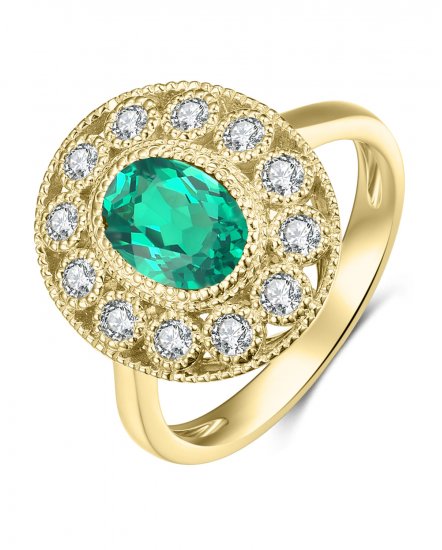 OVAL EMERALD DIAMOND RING (TR3873)