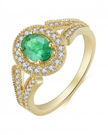 OVAL EMERALD DIAMOND RING (TR3874)