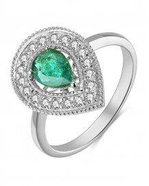 PEAR EMERALD DIAMOND RING (TR3877)