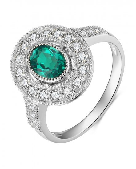 OVAL EMERALD DIAMOND RING (TR3878)