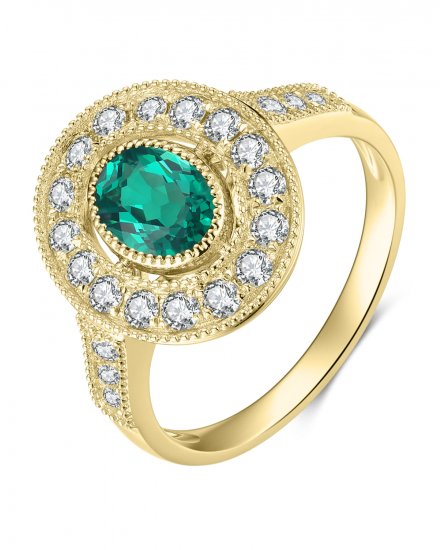 OVAL EMERALD DIAMOND RING (TR3878)
