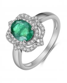 OVAL EMERALD DIAMOND RING (TR3881)