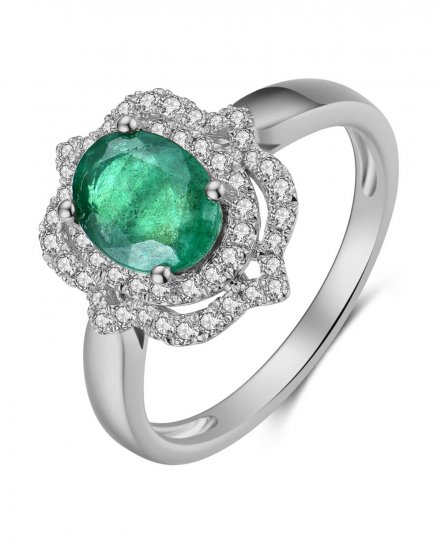 OVAL EMERALD DIAMOND RING (TR3881)