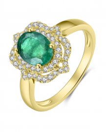 OVAL EMERALD DIAMOND RING (TR3881)