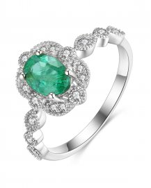 OVAL COLORED STONE DIAMOND RING (TR3910)
