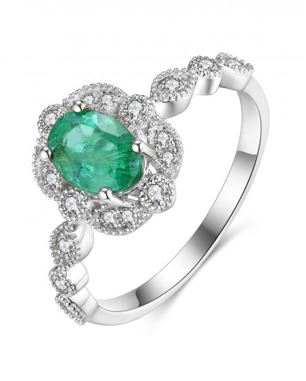 OVAL COLORED STONE DIAMOND RING (TR3910)