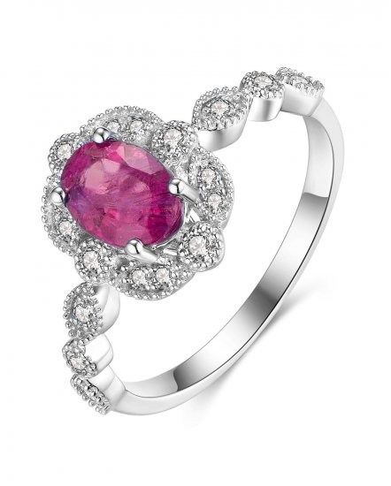 OVAL COLORED STONE DIAMOND RING (TR3910)