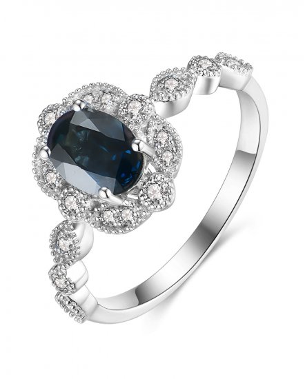 OVAL COLORED STONE DIAMOND RING (TR3910)