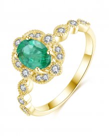 OVAL COLORED STONE DIAMOND RING (TR3910)