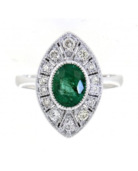 MARQUISE STYLE EMERALD DIAMOND RING (TR3912)