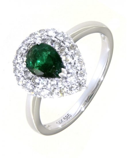 PEAR EMERALD DIAMOND RING (TR3919)