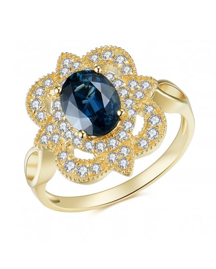 OVAL SAPPHIRE DIAMOND RING (TR3921)
