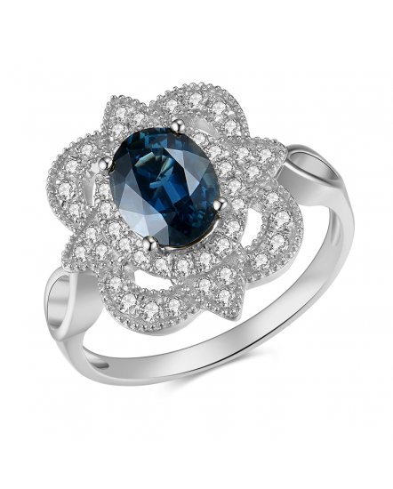 OVAL SAPPHIRE DIAMOND RING (TR3921)