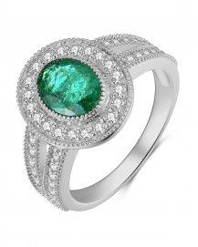 OVAL EMERALD DIAMOND RING (TR3922)