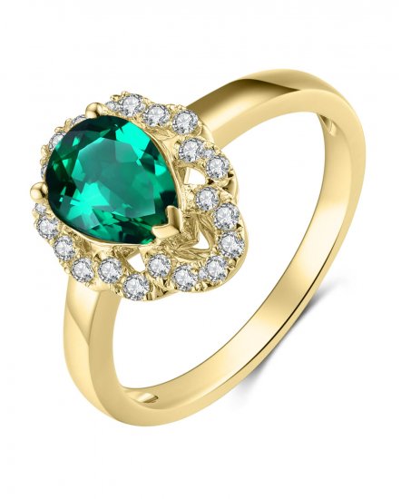 PEAR EMERALD DIAMOND RING (TR3930)