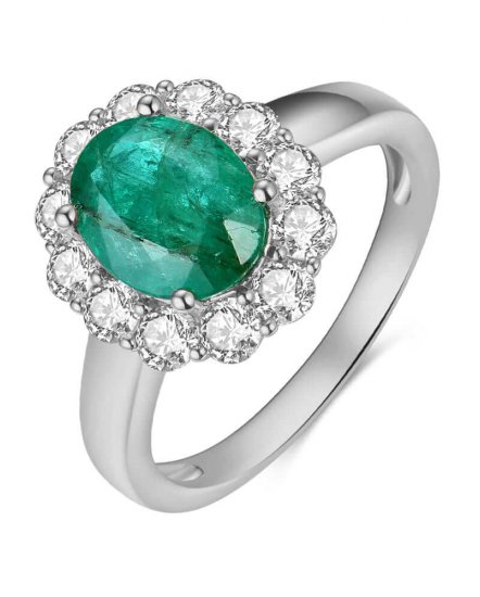 OVAL EMERALD DIAMOND RING (TR3935)