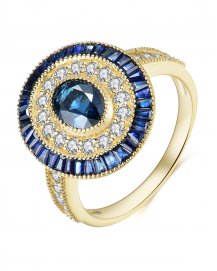 OVAL SAPPHIRE DIAMOND RING (TR3941)