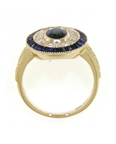 OVAL SAPPHIRE DIAMOND RING (TR3941)