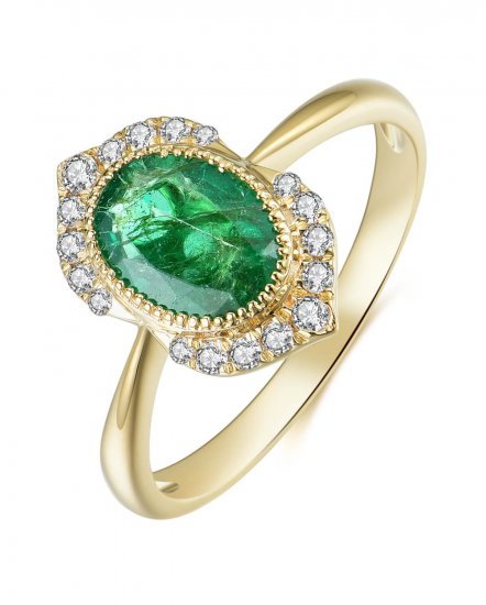 OVAL EMERALD DIAMOND RING (TR3942)