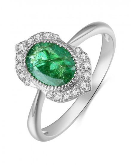 OVAL EMERALD DIAMOND RING (TR3942)