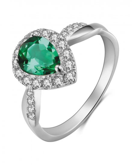 PEAR EMERALD DIAMOND RING (TR3947)
