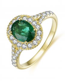 OVAL EMERALD DIAMOND RING (TR3958)